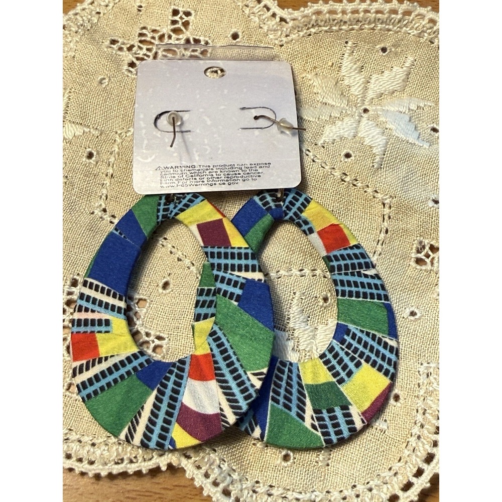 african print wrap Tear Drop earring - Picture 3 of 3
